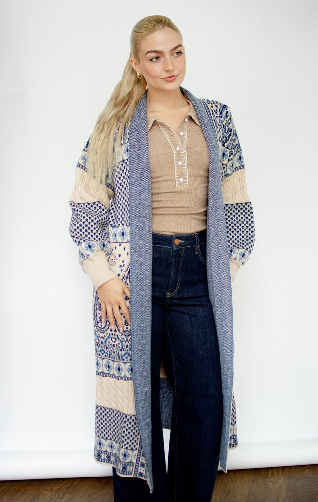Paisley Motif Sweater Cardigan