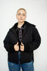 Black Quilted Rib Collar Coat