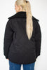 Black Quilted Rib Collar Coat