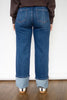 RISEN Dark Wash High Rise Crop Wide Straight Cuffed Jeans