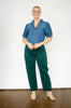 RISEN Denim Puff Sleeve Cropped Shirt