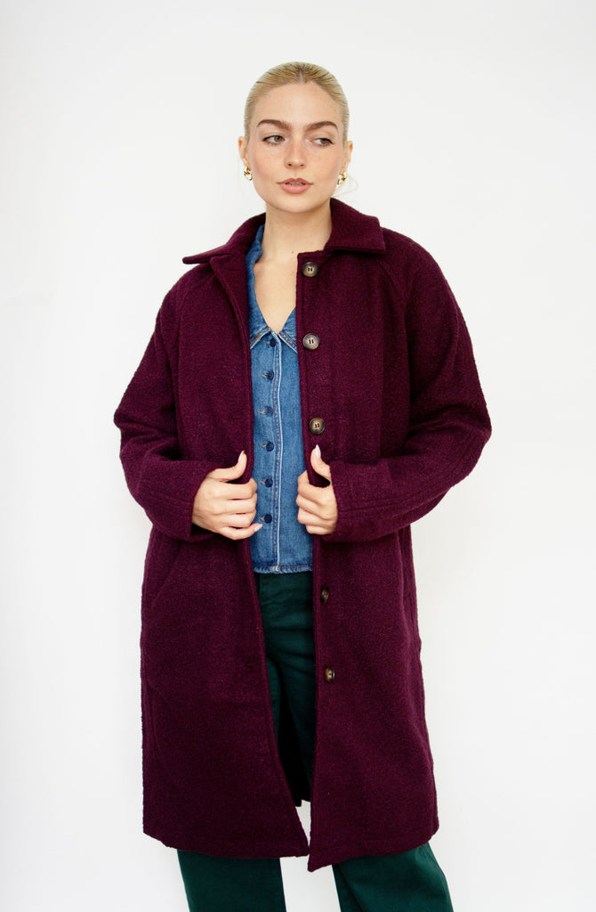Plum Teddy Textured Coat