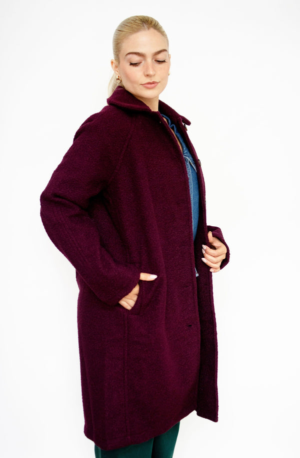 Plum Teddy Textured Coat