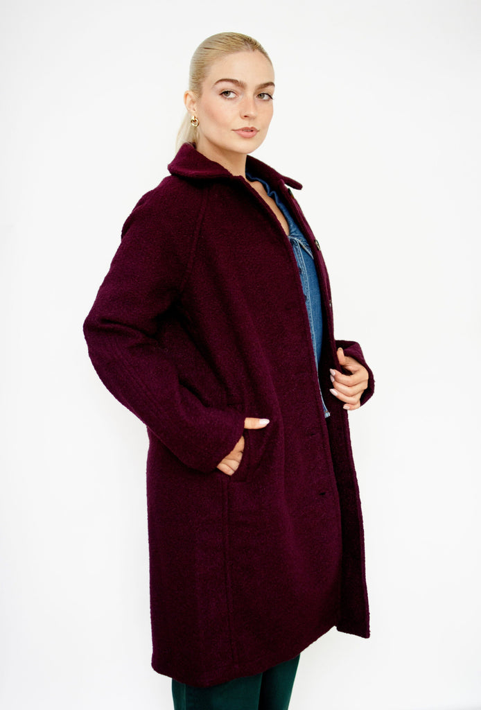 Plum Teddy Textured Coat