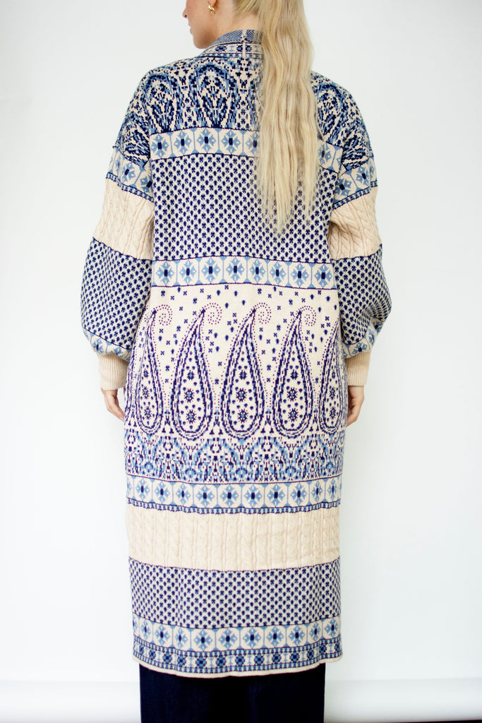Paisley Motif Sweater Cardigan