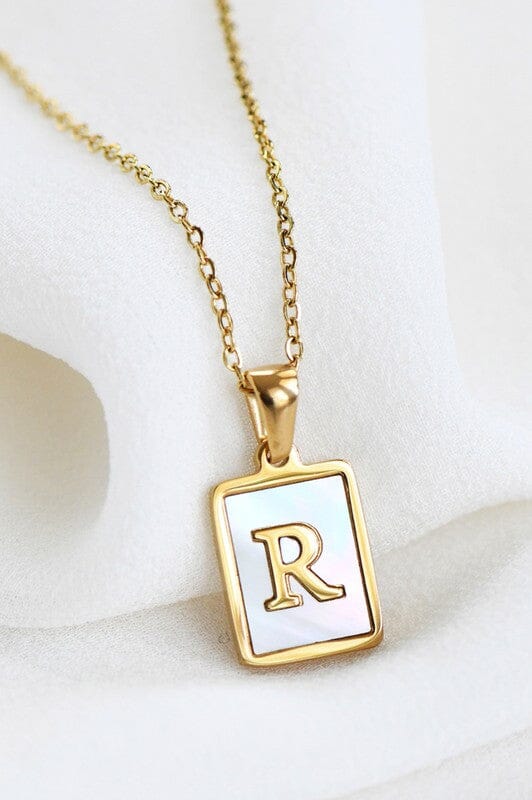 Mother of Pearl Pendant Initial Necklace