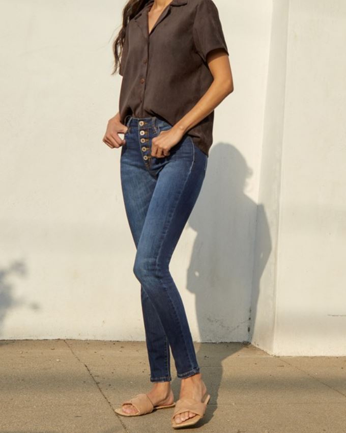 High Rise Button Fly Skinny Jean | Stella & Grace Boutique .